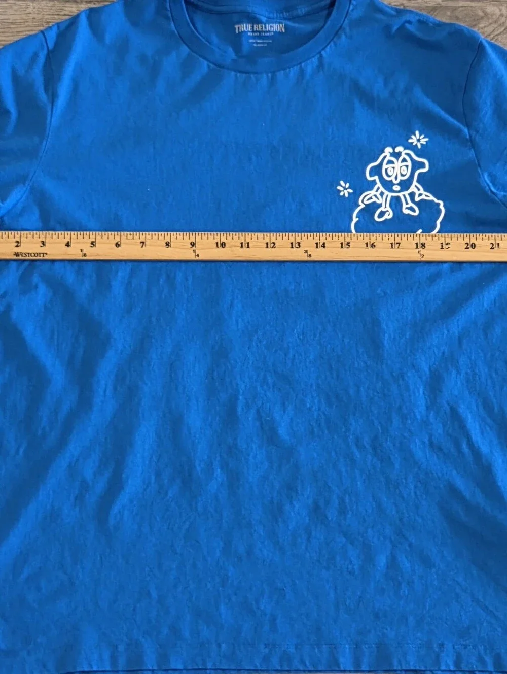 NWOT True Religion Good Puff Spirit T-Shirt - Royal Blue & White - Size Large